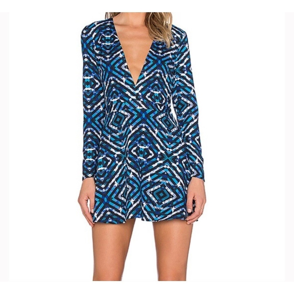 NBD x REVOLVE Mirage Dress Size XS Turquoise Geometric Mini Dress Blue Party
